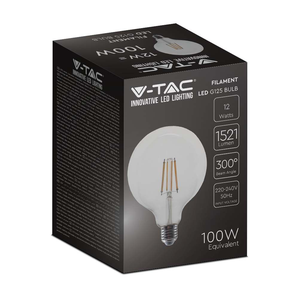 LED - 12.5W Filament E27 G125 Clear Cover 4000K