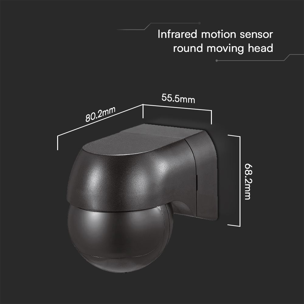 PIR Wall Sensor With Moving Head Full Black