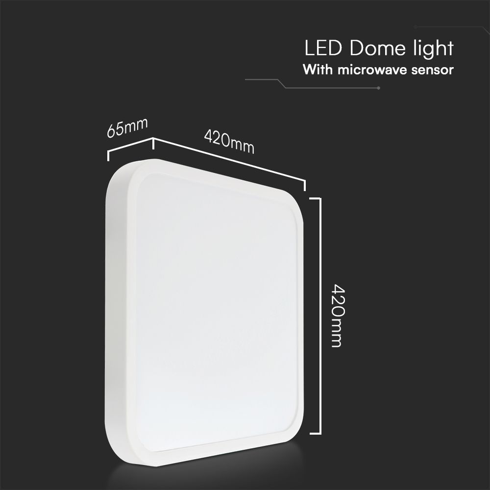 36W LED Dome Light With Sensor SAMSUNG Chip 4000K Round Black Frame IP44