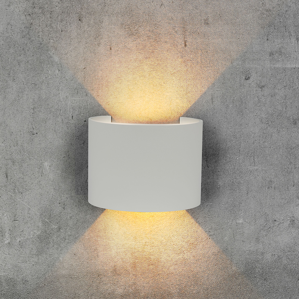 Lampada LED da Muro Arrotondata Doppio LED COB 6W 110LM/W Colore Grigio Satinato Fascio Luminoso Regolabile 4000K IP65