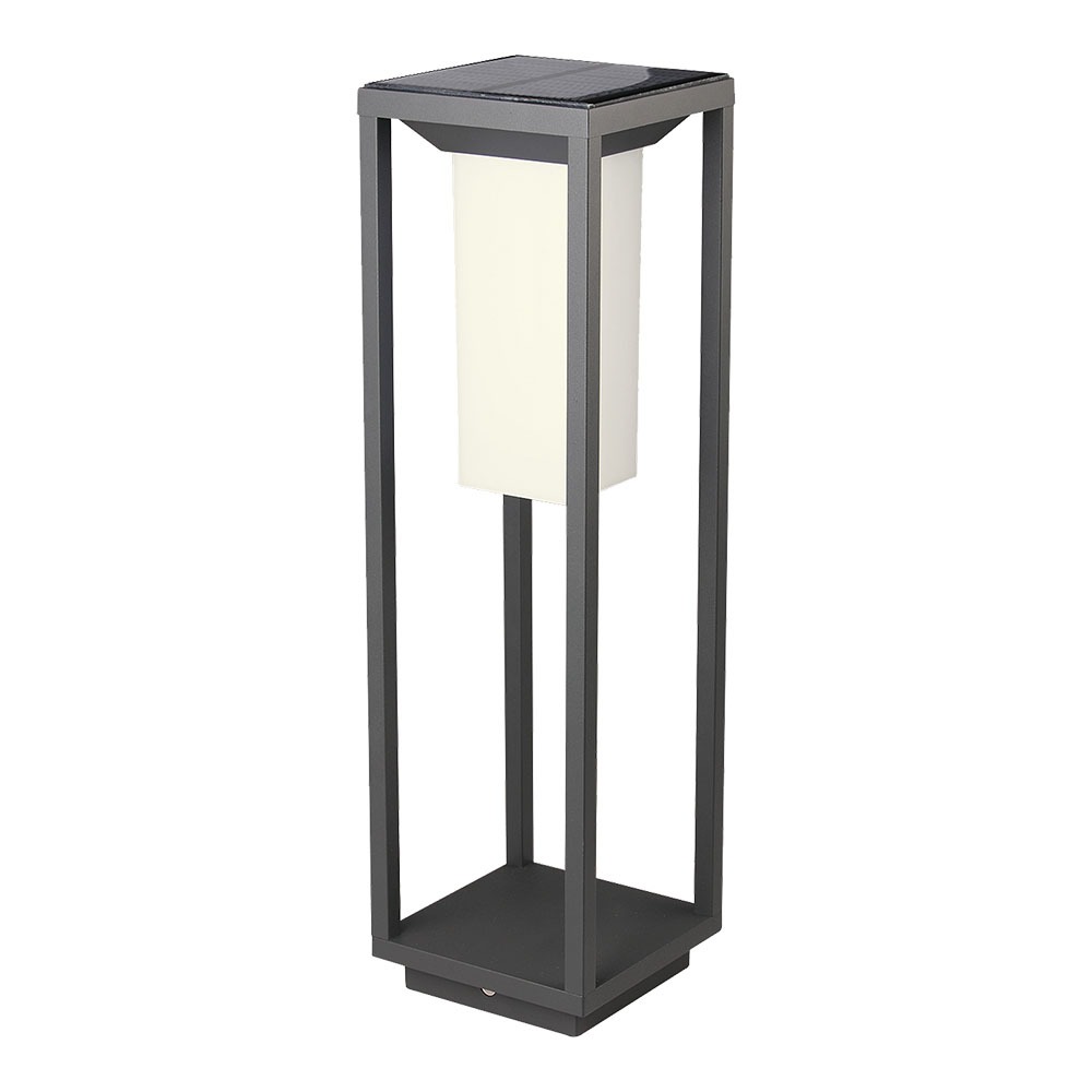 2W LED Solar Bollard Light SAMSUNG CHIP Grey Body 3000K