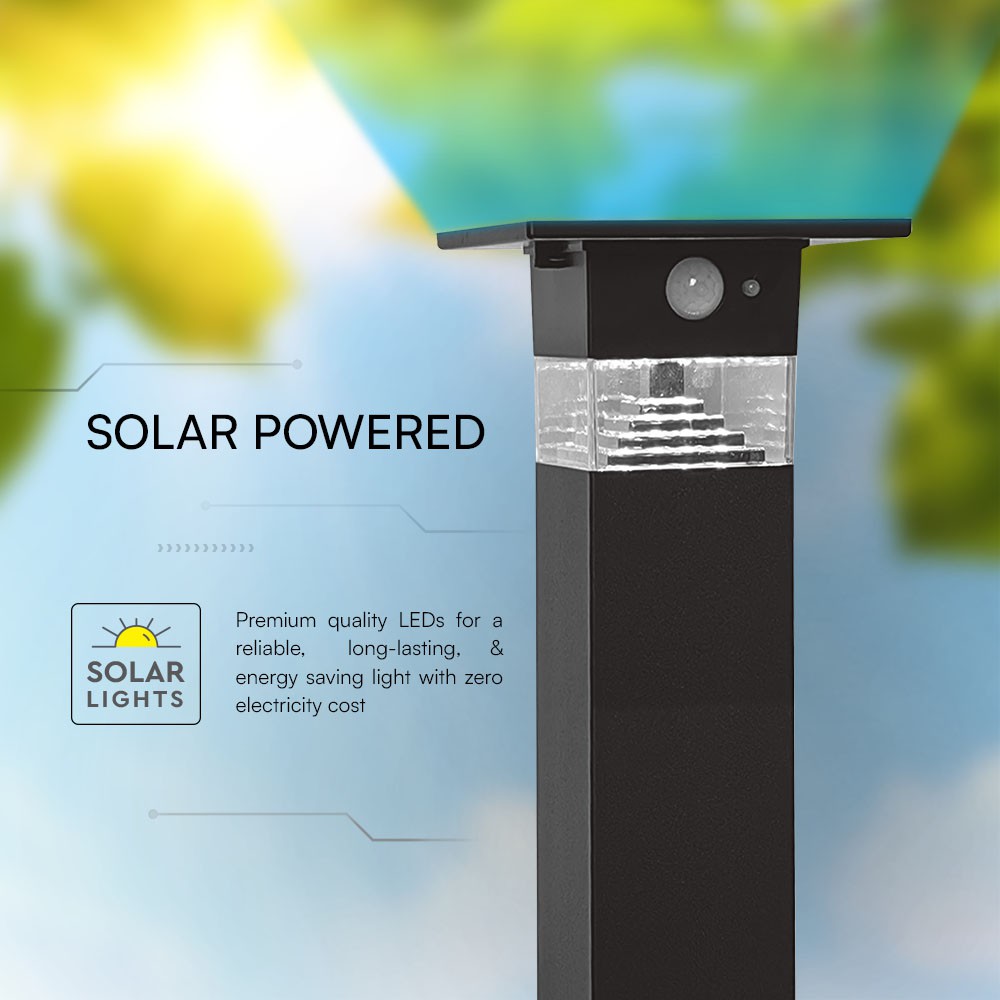 3W LED Solar Bollard Lamp With Pir Sensor & Battery 2200MA LI 3.7V img 1