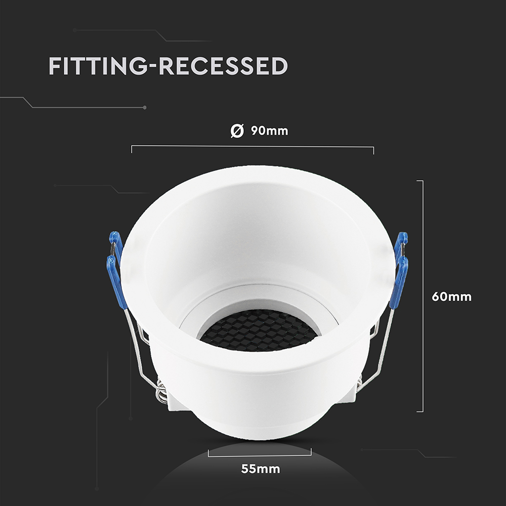 GU10 Fitting Round Aluminum Body Deep Anti Glare White Body With Hoyne Comb