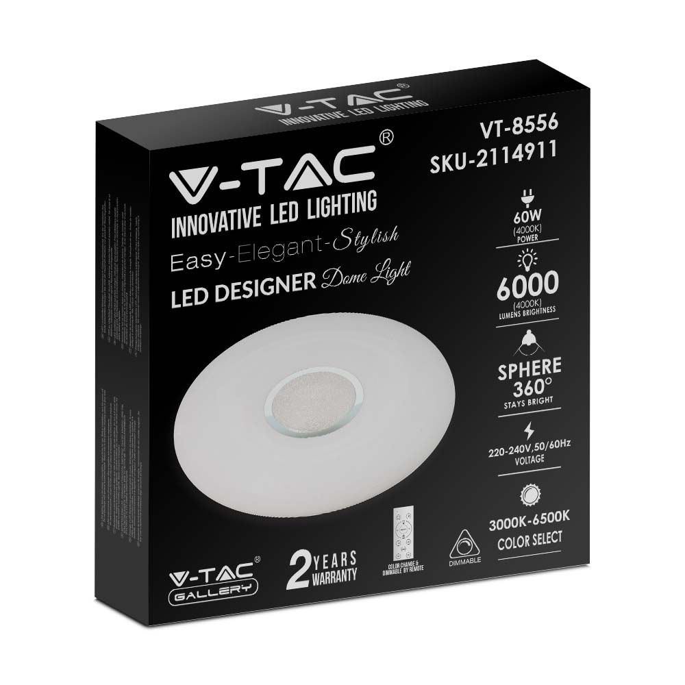 Plafoniera LED Rotonda 60W con Telecomando Cambia Colore 3 in 1 Effetto Stellato d: 493mm h: 80mm Dimmerabile