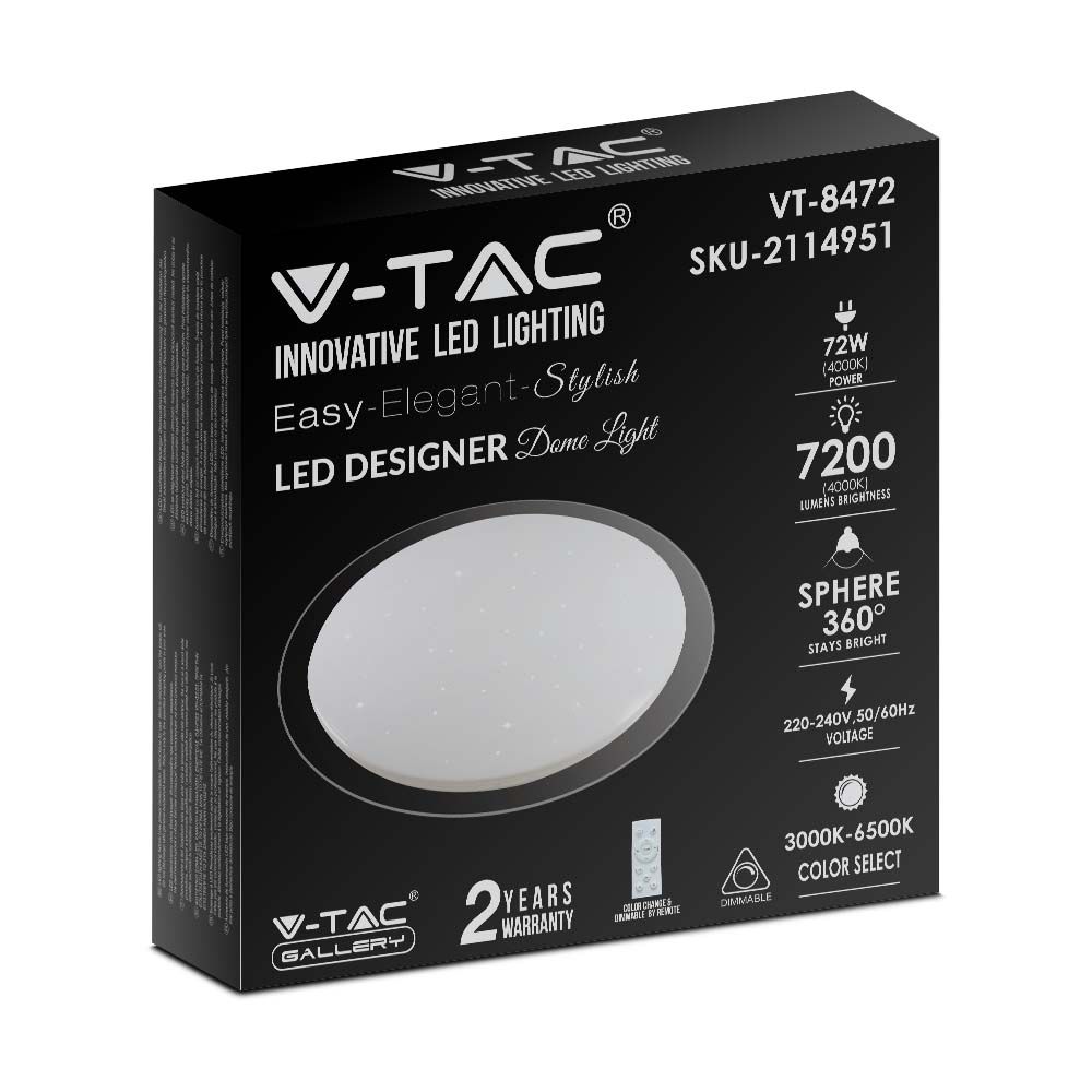 Plafoniera LED Rotonda 72W con Telecomando Cambia Colore 3 in 1 Effetto Stellato d: 670mm h: 80mm Dimmerabile