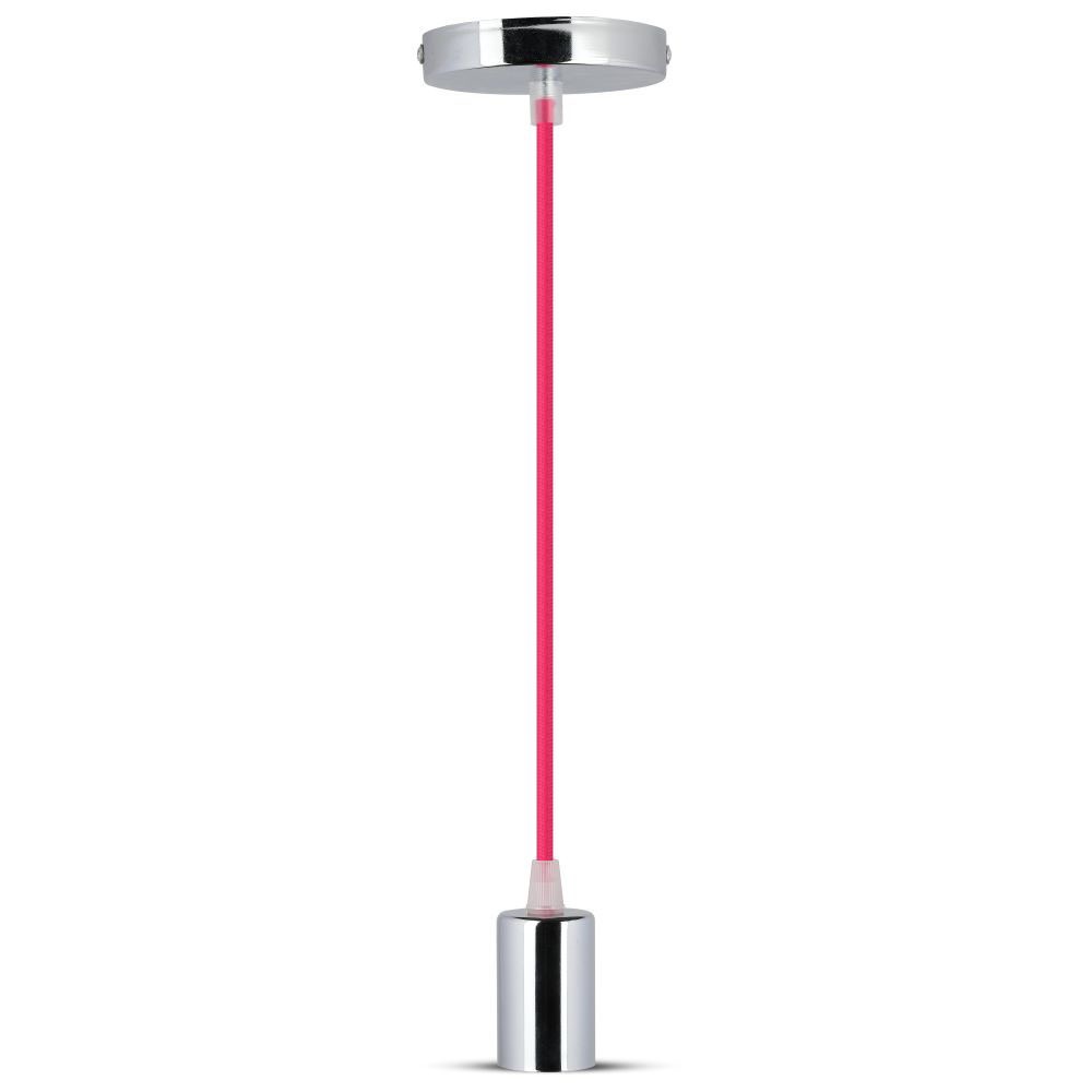 Lampadario con Portalampada Cromo Dome Rosa Chiaro Cavo