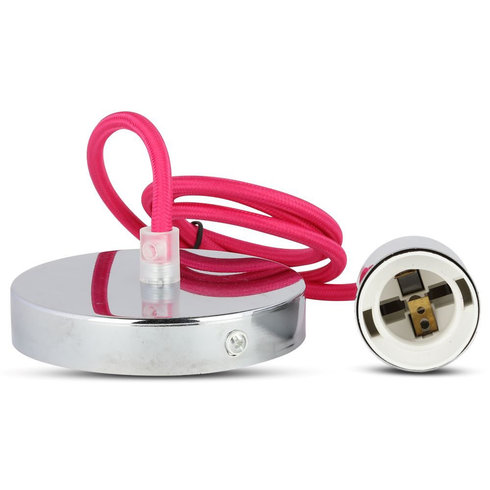 Lampadario con Portalampada Cromo Dome Rosa Chiaro Cavo img 1