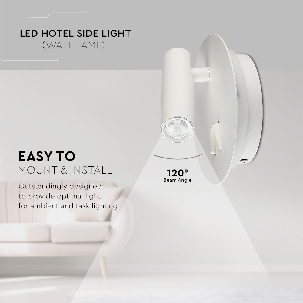 Applique da Hotel per Lettura con 2 LED 3W e 6W Colore Bianco img 1