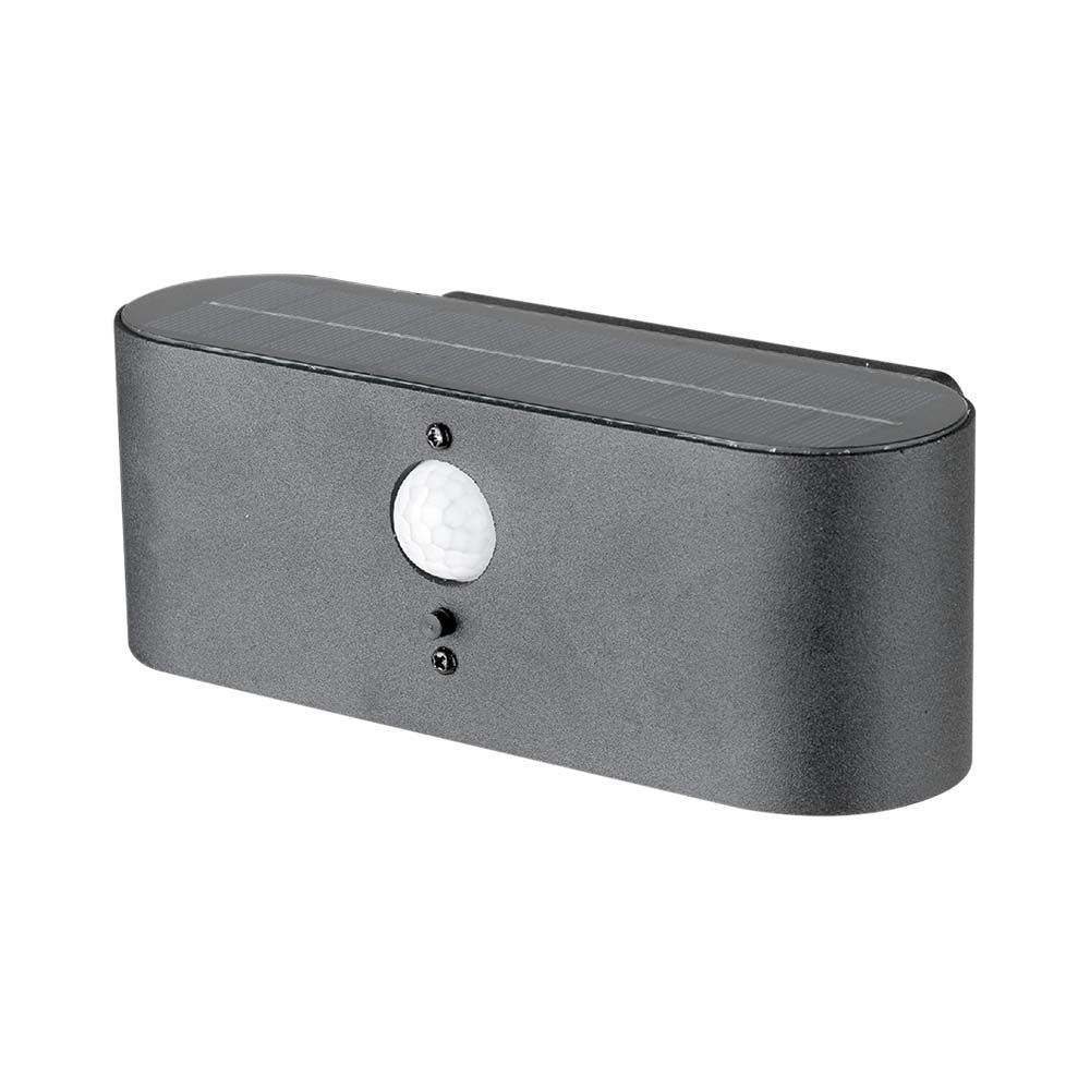 Lampada LED da Muro 2.5W Con Pannello Solare e Sensore PIR Colore Nero 3000K IP54