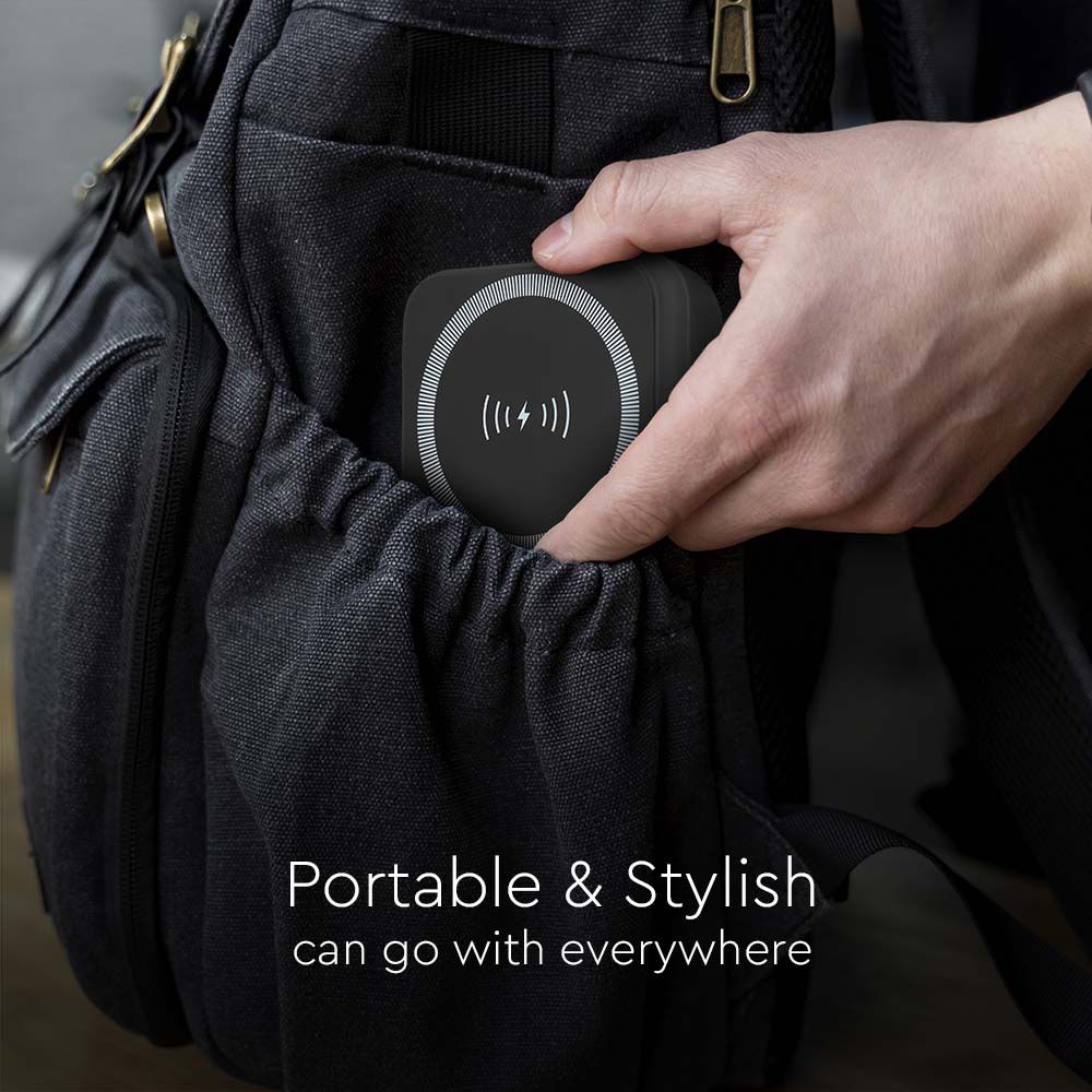 Power Bank 10000 mAh MagSafe Ultra Sottile Magnetico con Ricarica Wireless Colore Nero img 2