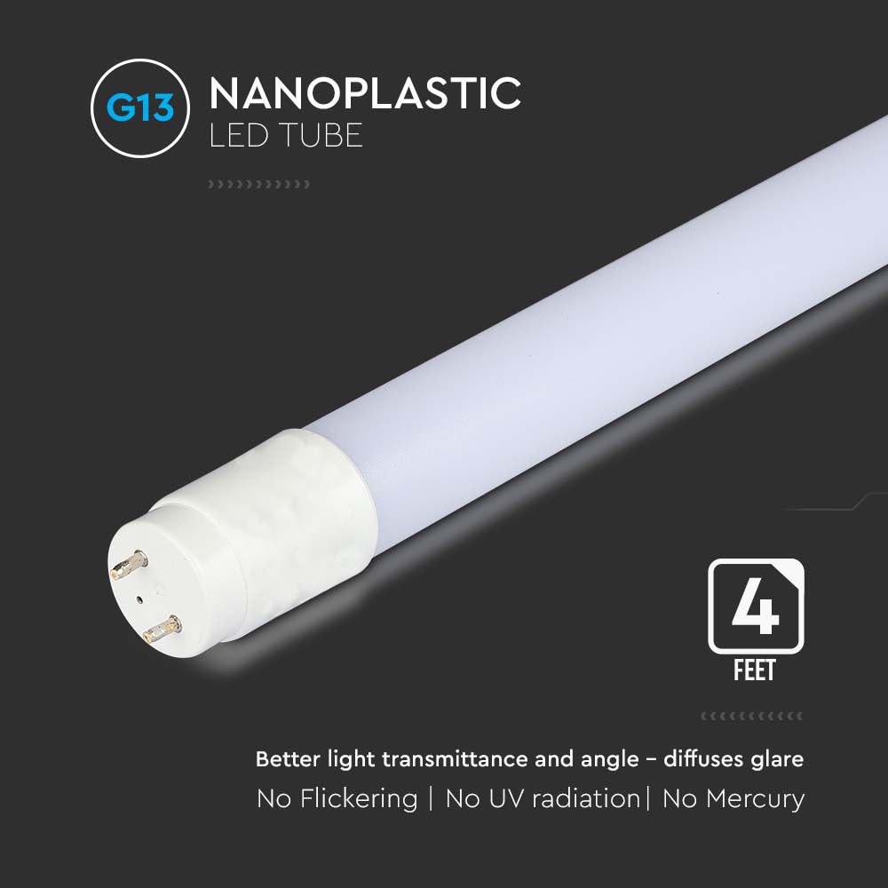 Tubo LED Chip Samsung T8 18W 100LM/W G13 120cm in Nanoplastica