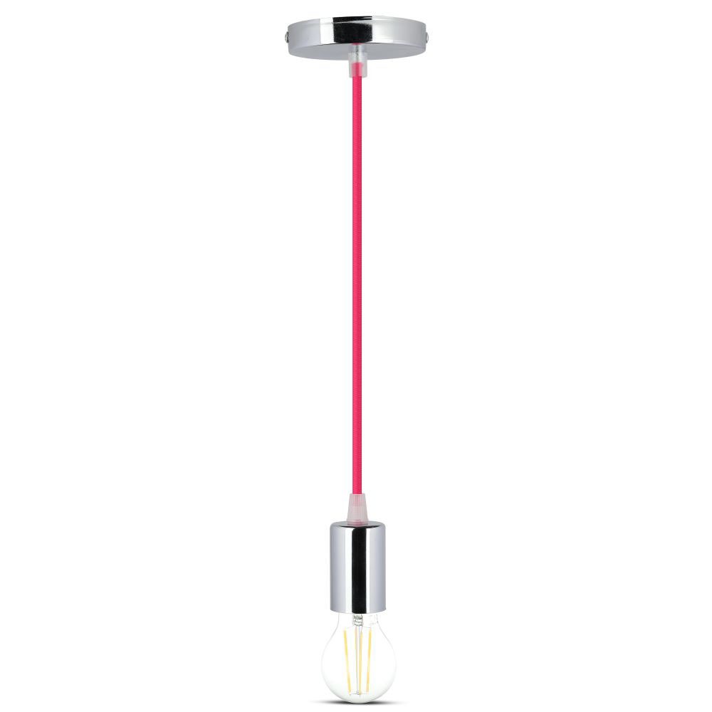 Lampadario con Portalampada Cromo Dome Rosa Chiaro Cavo img 2