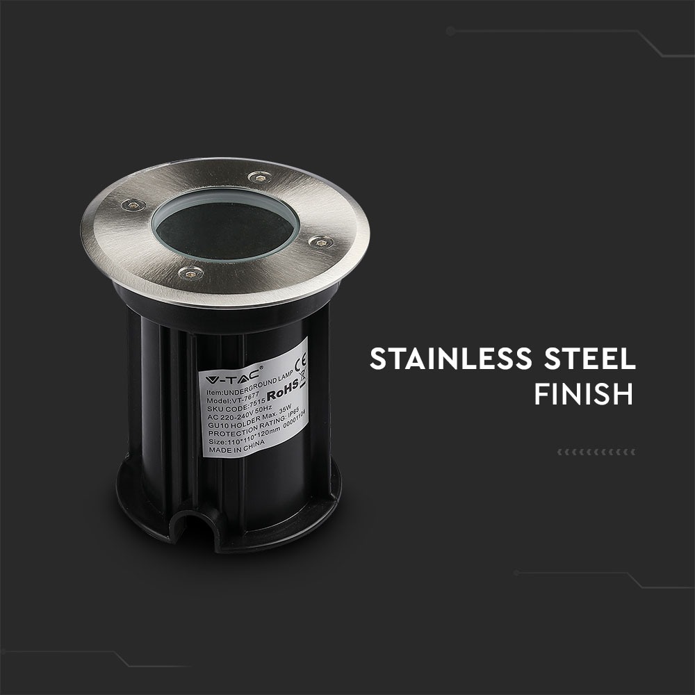 Portafaretto da interramento con corpo in acciao GU10 Nero Rotondo