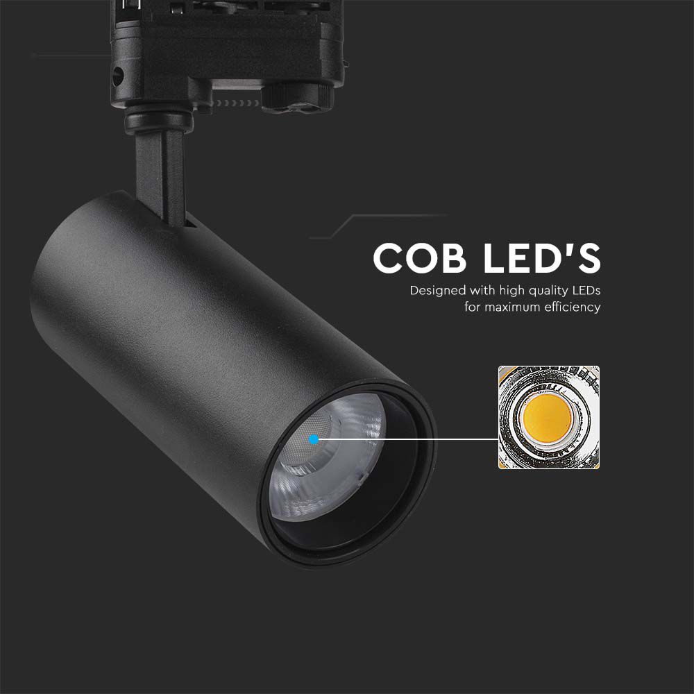 Faretto LED COB da Binario 30W Colore Nero 3in1