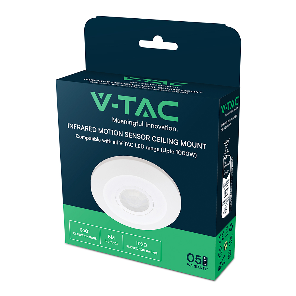 Sensore PIR a soffitto slim colore bianco