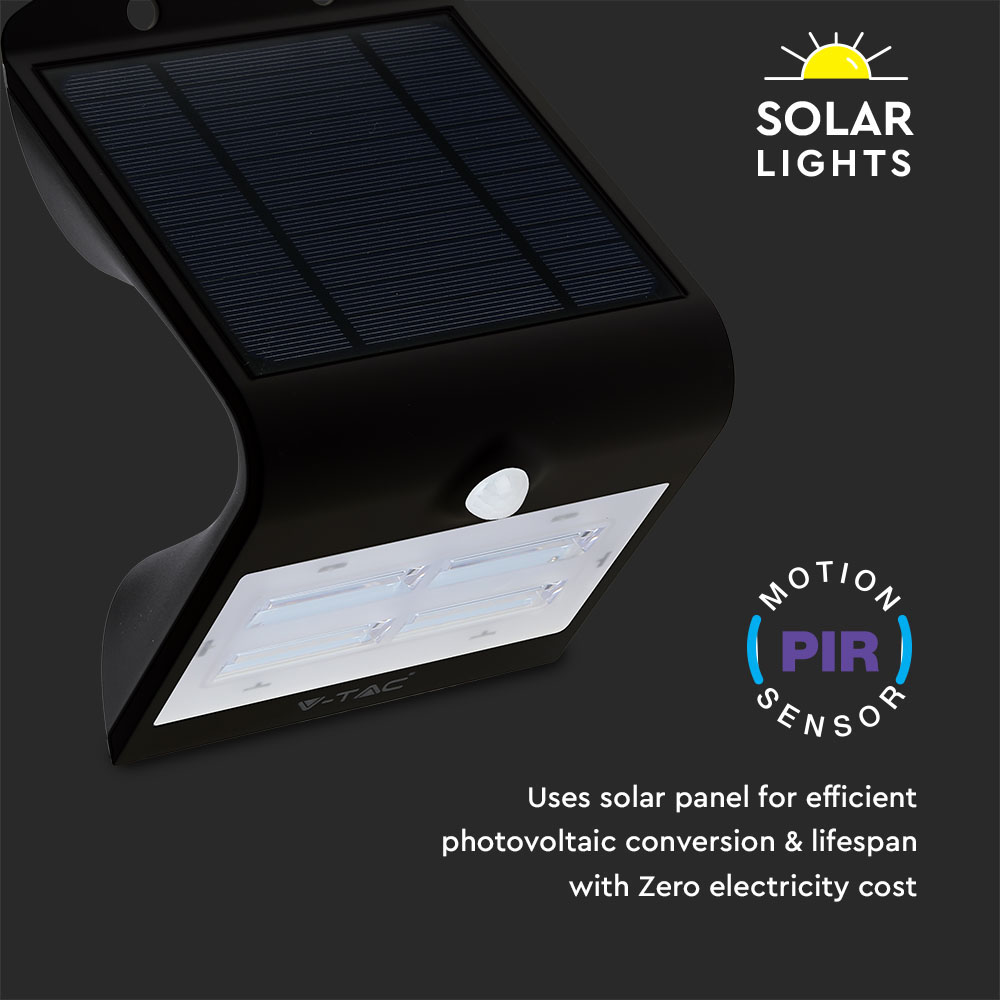 3W LED Faretto Solare 3000K+4000K Corpo Nero img 2