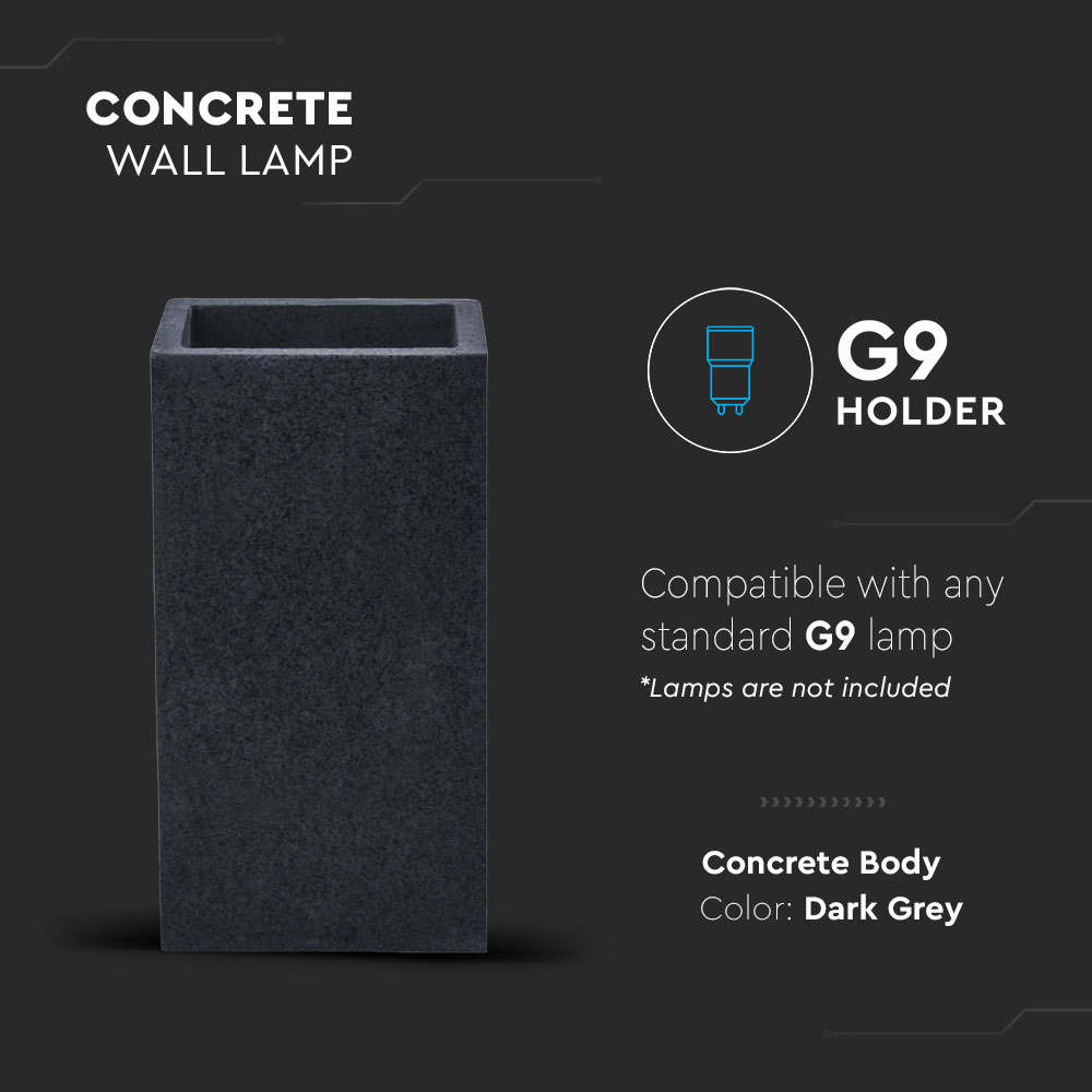 2 x G9 LED Lampada da parete in cemento grigio scuro