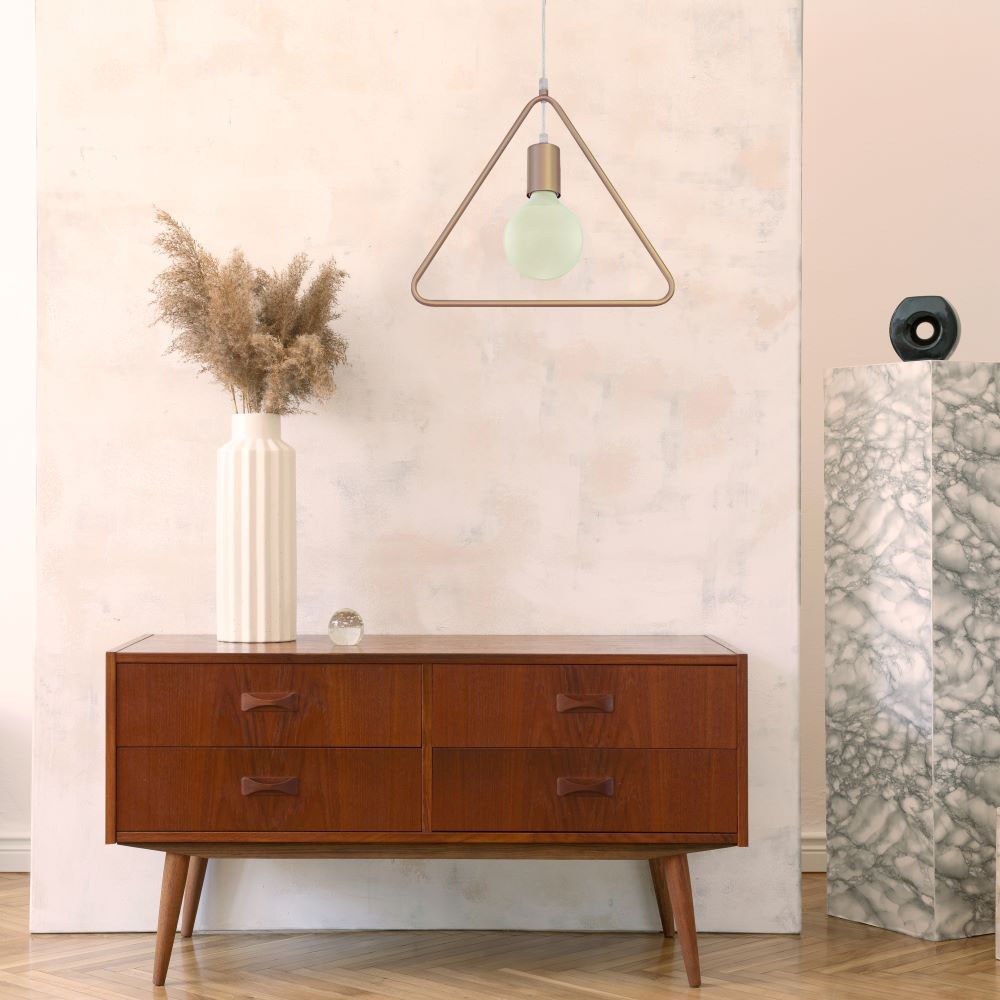 Lampadario con Portalampada Geometrico Oro Champagne Triangolo img 1