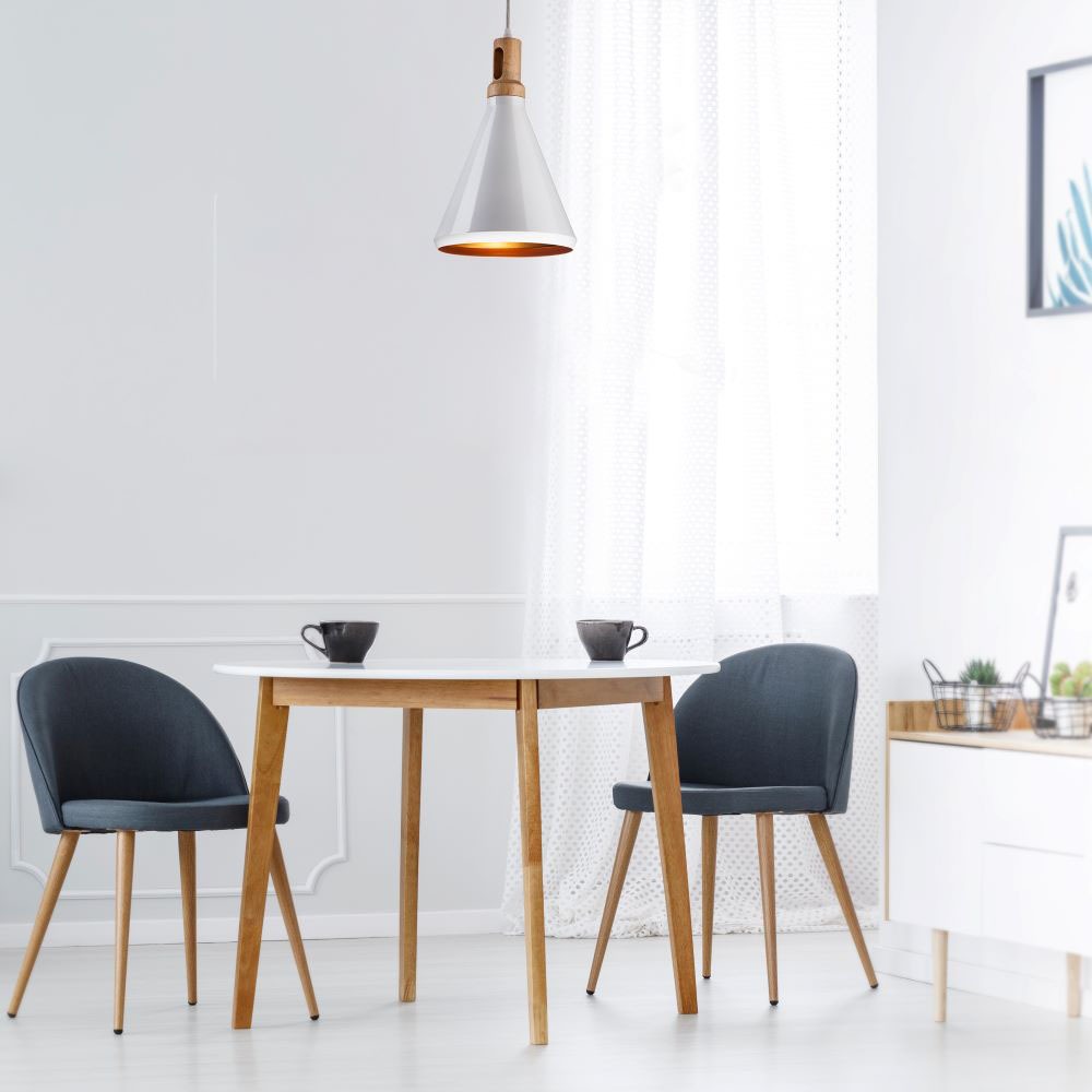 Lampadario con Portalampada Parabola Bianca Base in legno Grande __250 img 2