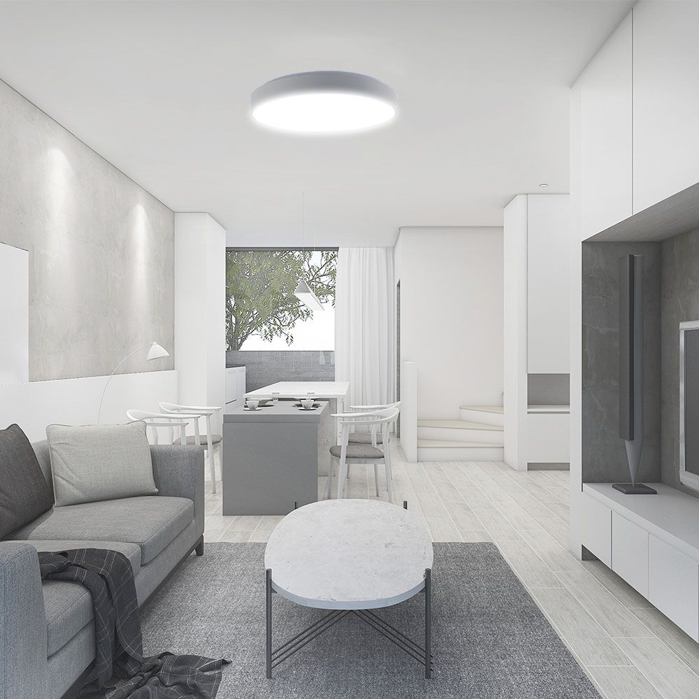 Plafoniera LED 40W Rotonda con Telecomando controllo Remoto CCT 3in1 Colore Bianco D395mm Dimmerabile 3000-6500K Cover Elegante img 1