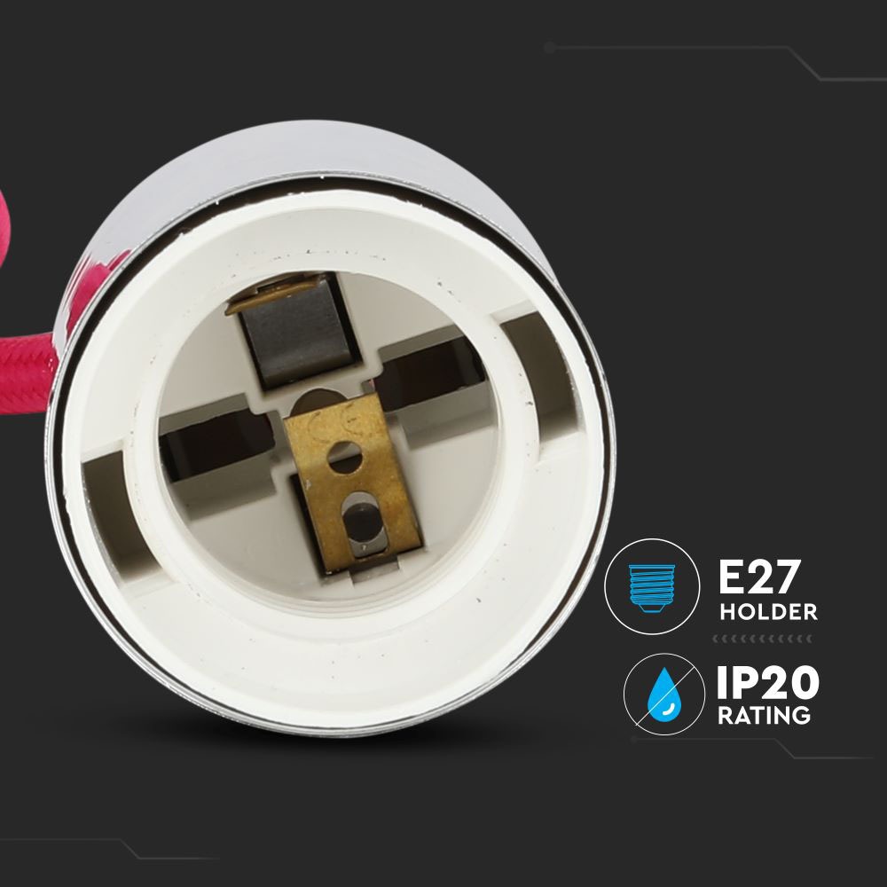 Lampadario con Portalampada Cromo Dome Rosa Chiaro Cavo img 1