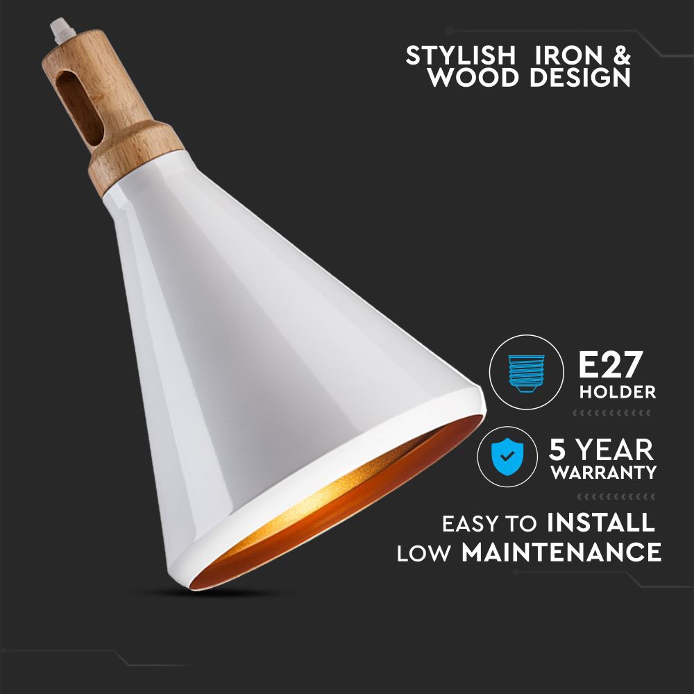 Lampadario con Portalampada Parabola Bianca Base in legno Grande __250