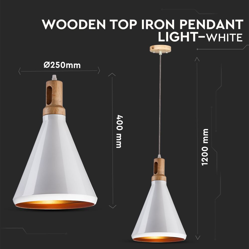 Lampadario con Portalampada Parabola Bianca Base in legno Grande __250