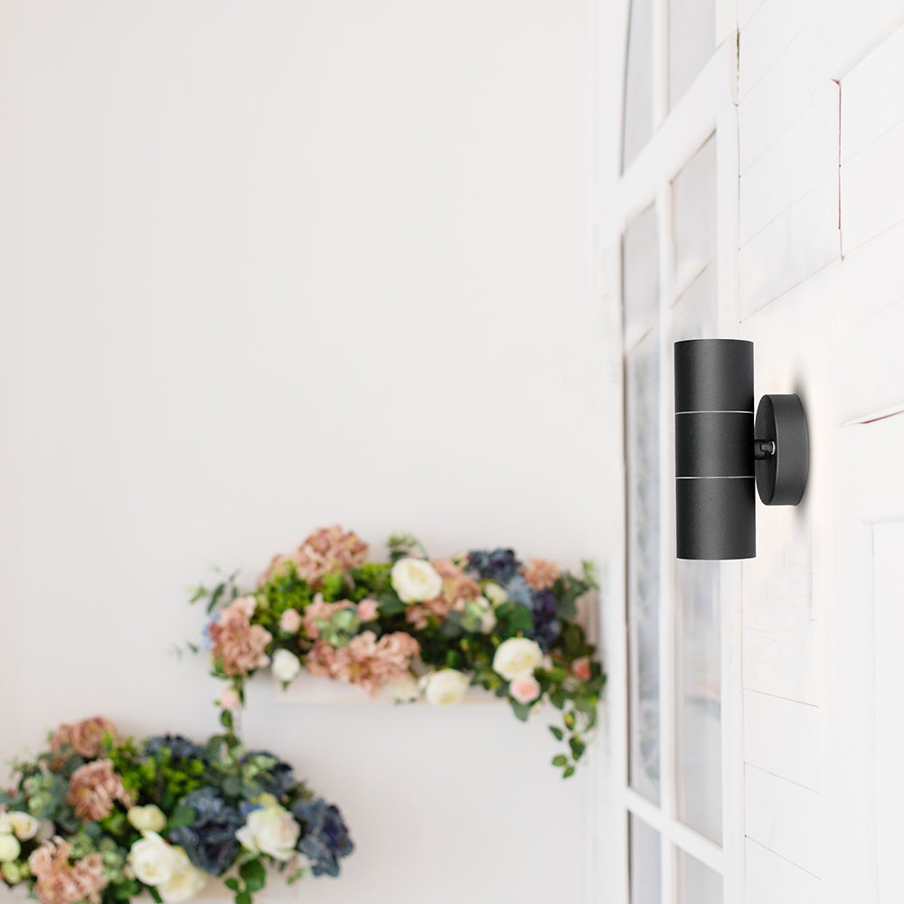 GU10 Wall Fitting Stainless Steel Body Matt Nero IP44 Up Down