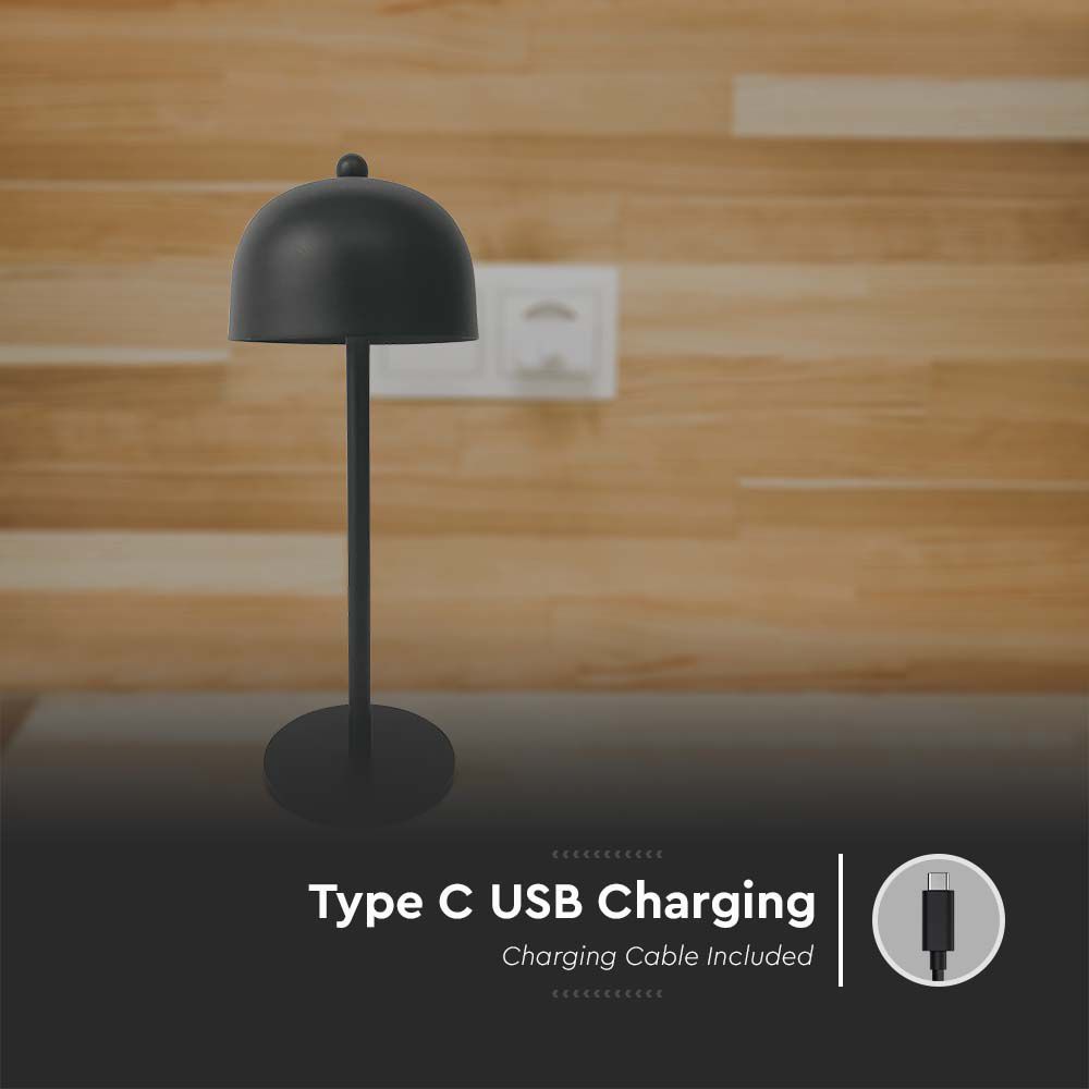  Lampada LED da Tavolo 3W con Batteria 1800mAh Ricaricabile USB C Colore Nero in Metallo Touch Dimmerabile 3in1 img 2
