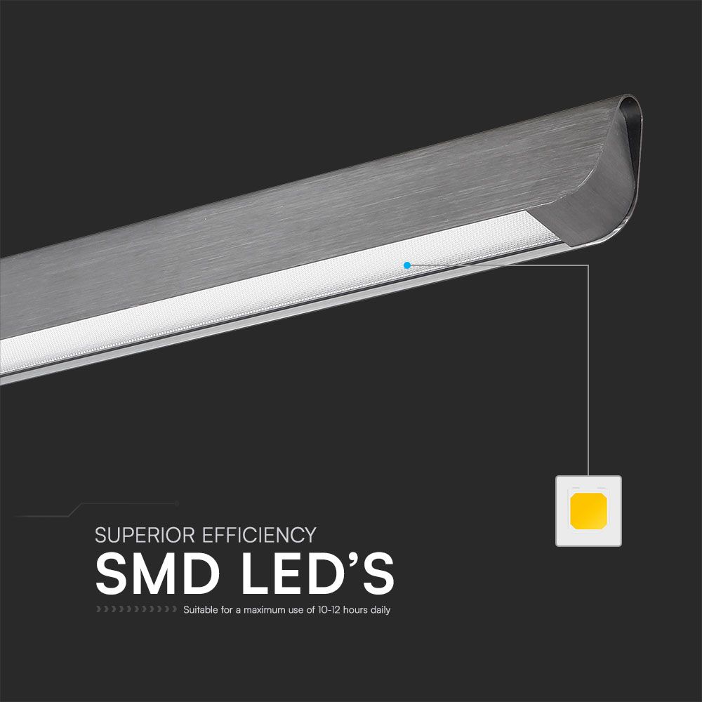 36W LED Linear Hanging Suspension Light Diffuser Plate Type-CCT:3IN1 - Matte Grey