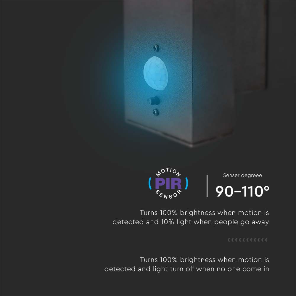 Lampada LED da Muro Rotonda 5.5W con Pannello Solare e Sensore PIR Corpo Nero 3000K IP44 img 3