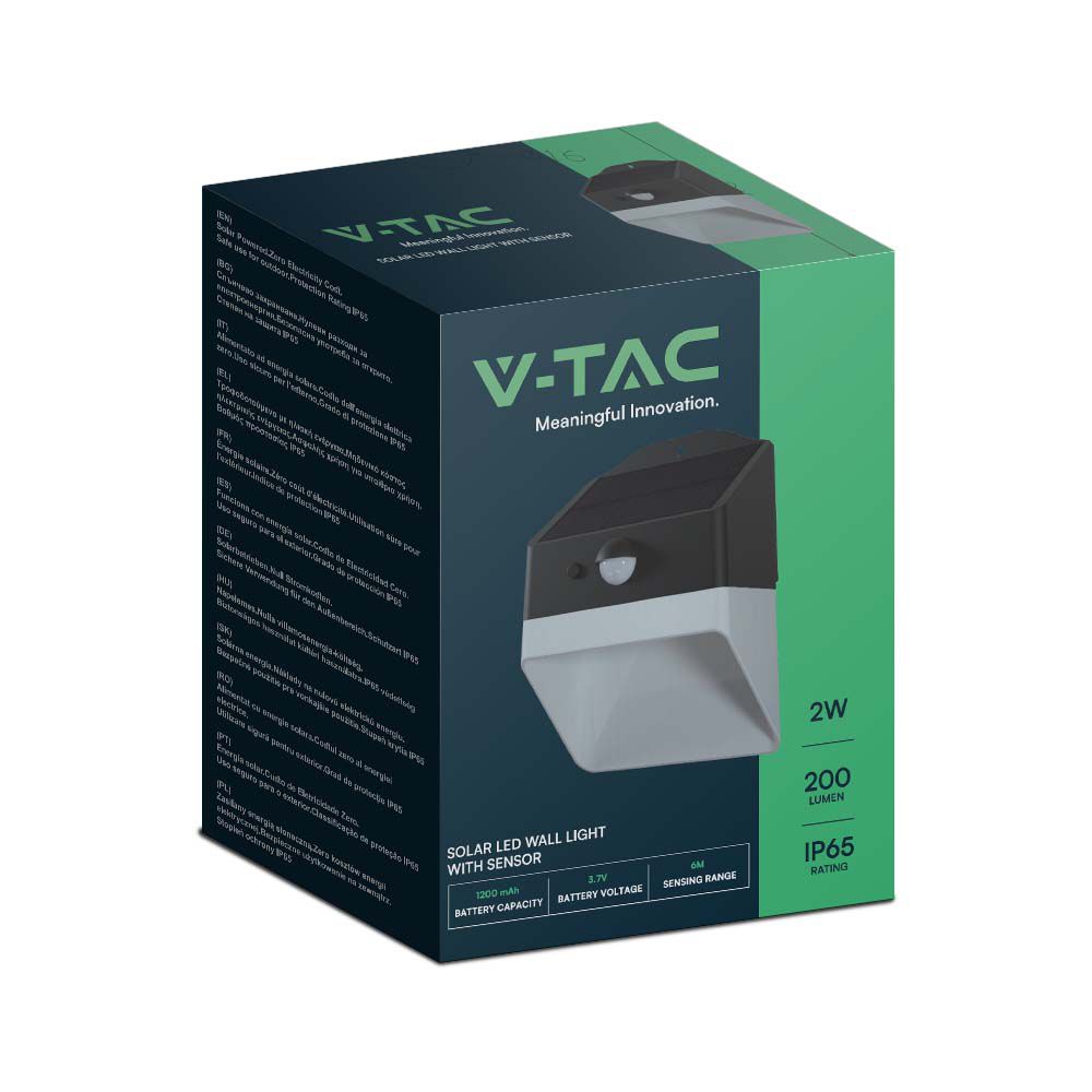 APPLIQUE SOLARE LED 2W-PANDA BATTERIA LITIO 200LM 3,7v 1200mAh 4000K NERO+BIANCO