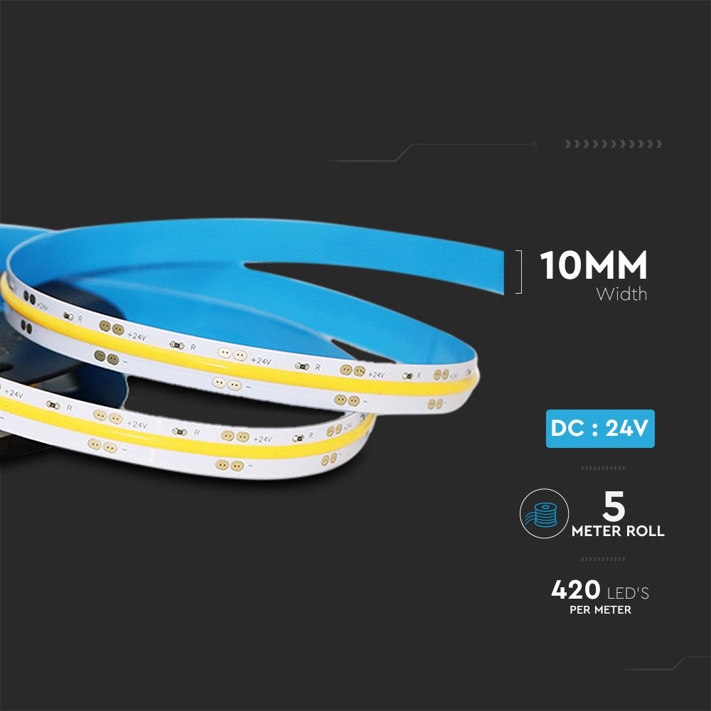 LED COB Strip Light IP20 24V 420 Leds 10W/m 5M 6000K img 4