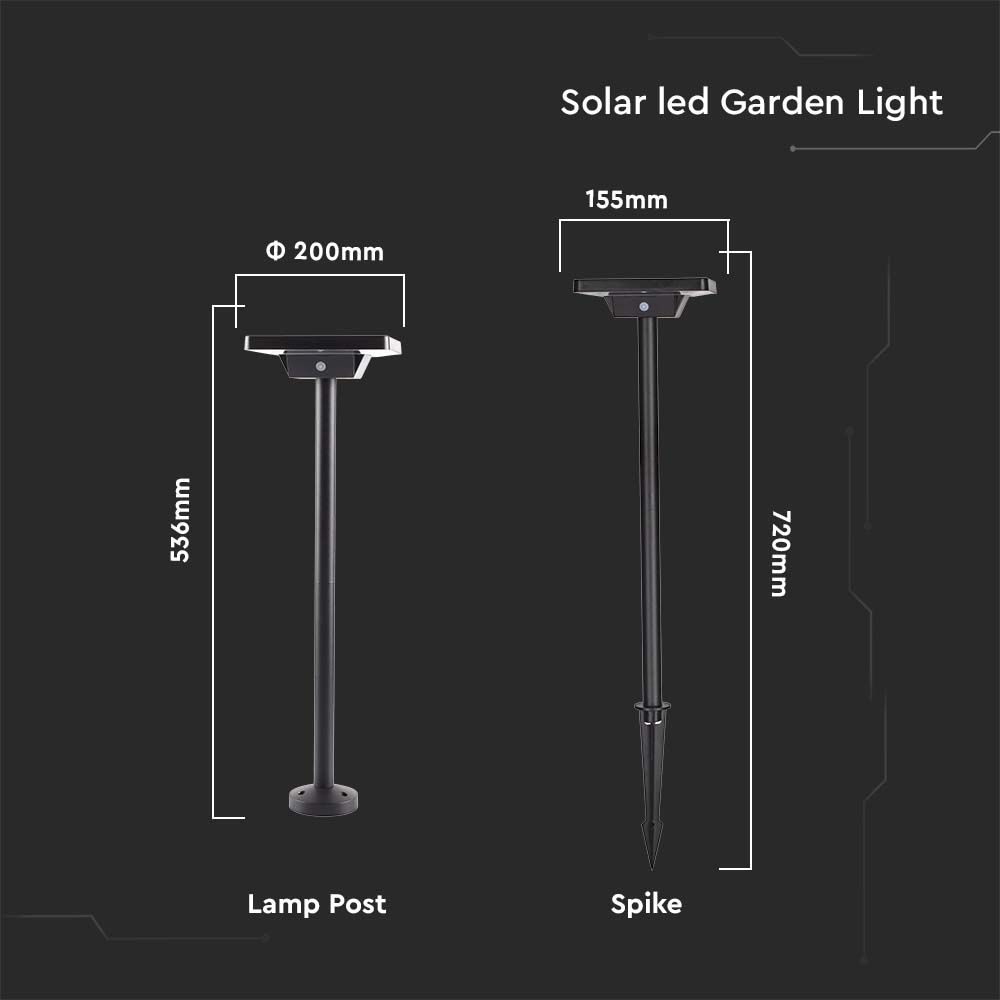 2W LED Solar Spike Aluminum Base 3in1