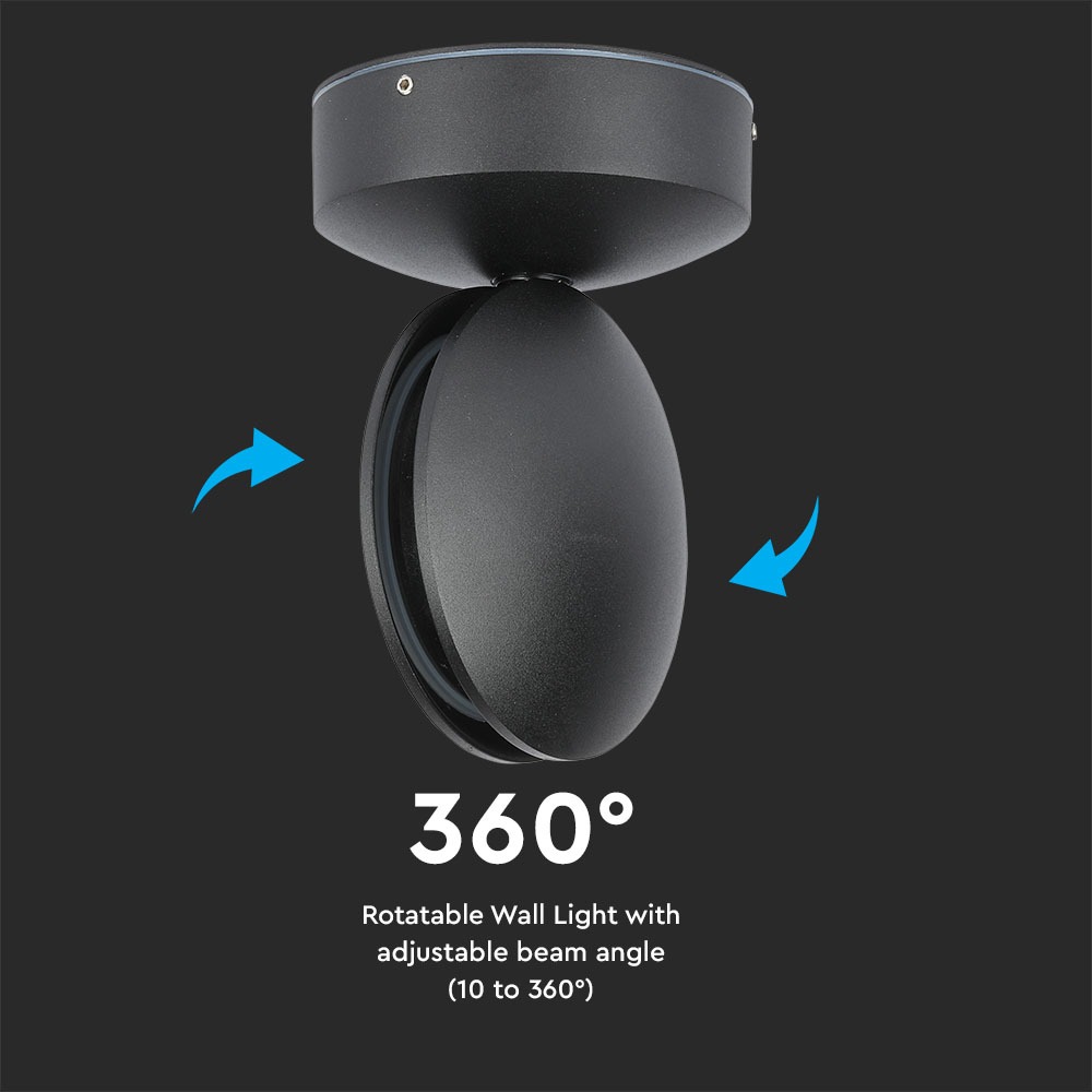 7W corpo nero per parete Bianco caldo IP65 img 2