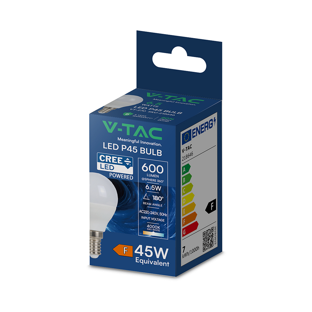 6.5W LED Candle Bulb E14 P45 CREE CHIP 4000K