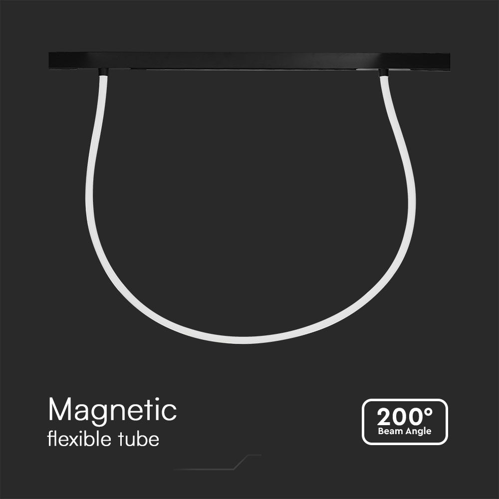 24W LED Magnetic Track Light Flexible Tube  2M CCT: 4000K Dimmable Black Body