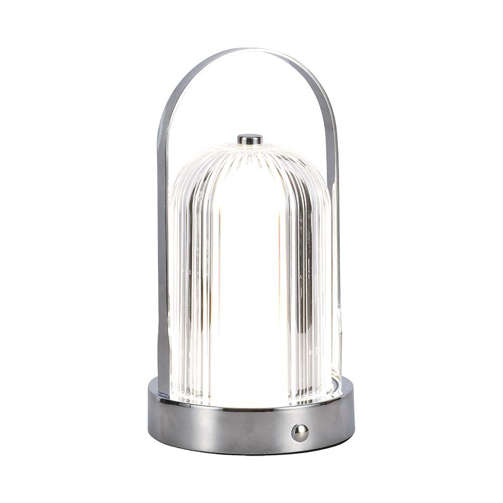 Lampada LED da Tavolo 1W 120x190 Colore Cromo Ricaricabile con USB C Touch Dimmerabile 3in1