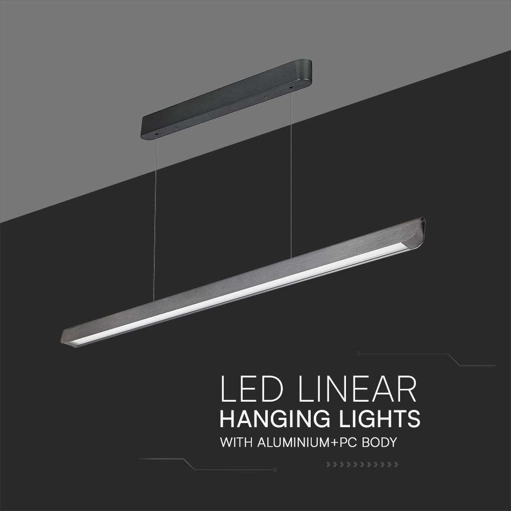 36W LED Linear Hanging Suspension Light Diffuser Plate Type-CCT:3IN1 - Matte Grey img 2