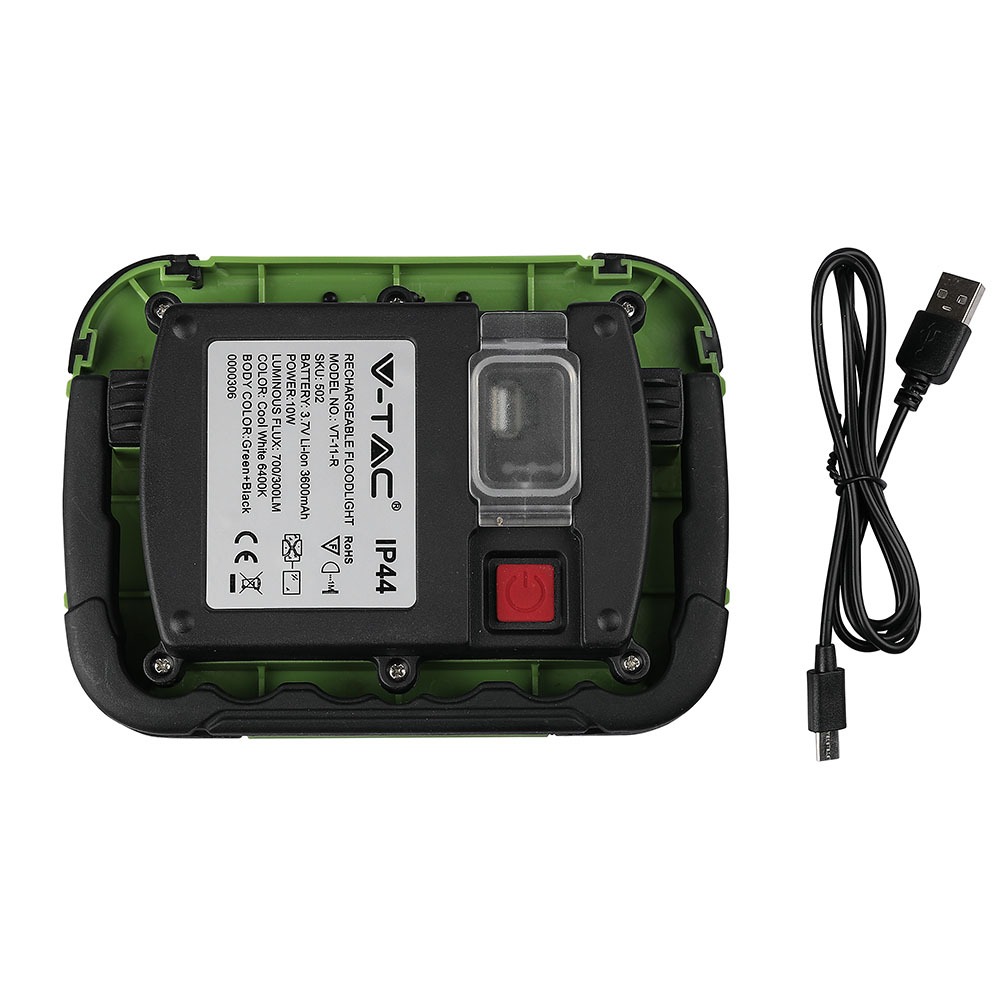 10W LED Proiettore Ricaricabile SAMSUNG Chip USB + SOS Funzione IP44 6400K img 3