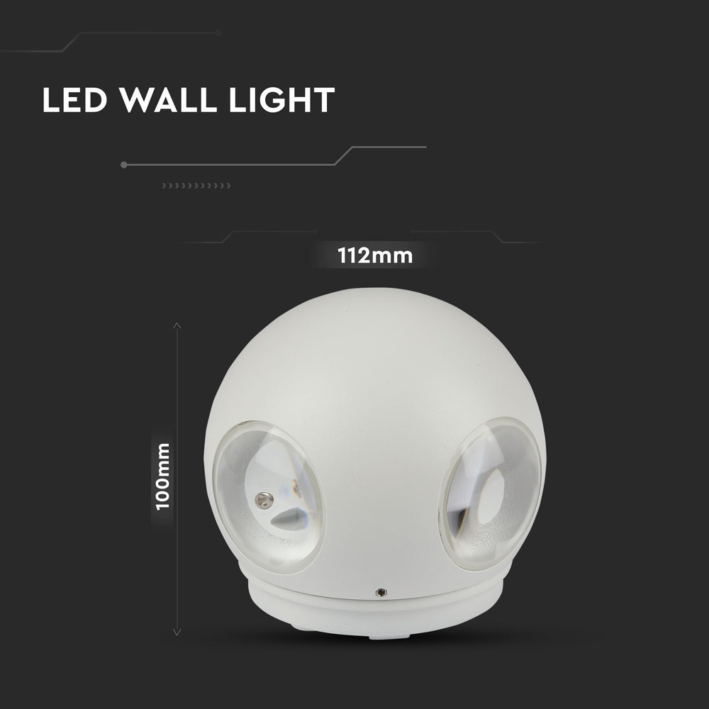 4W LED Wall Light Corpo Bianco Rotondo 3000K IP65