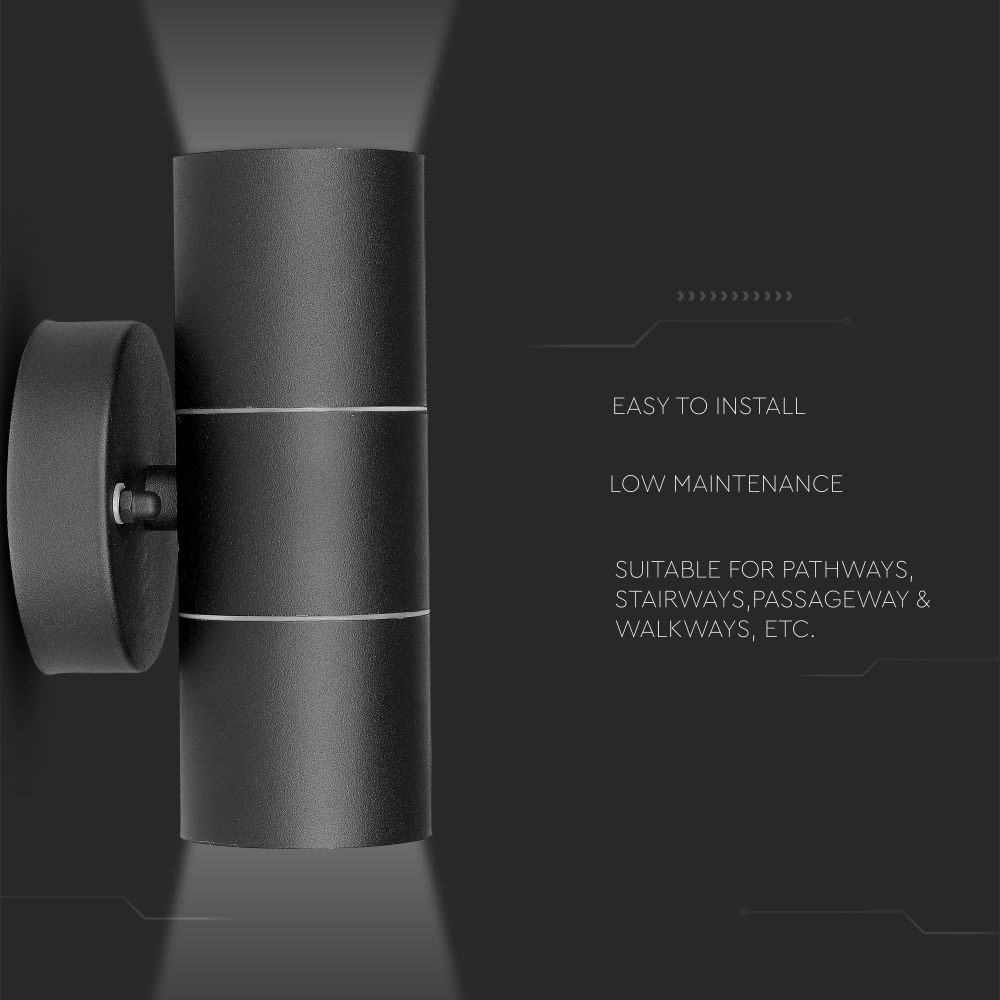 GU10 Wall Fitting Stainless Steel Body Matt Nero IP44 Up Down img 3