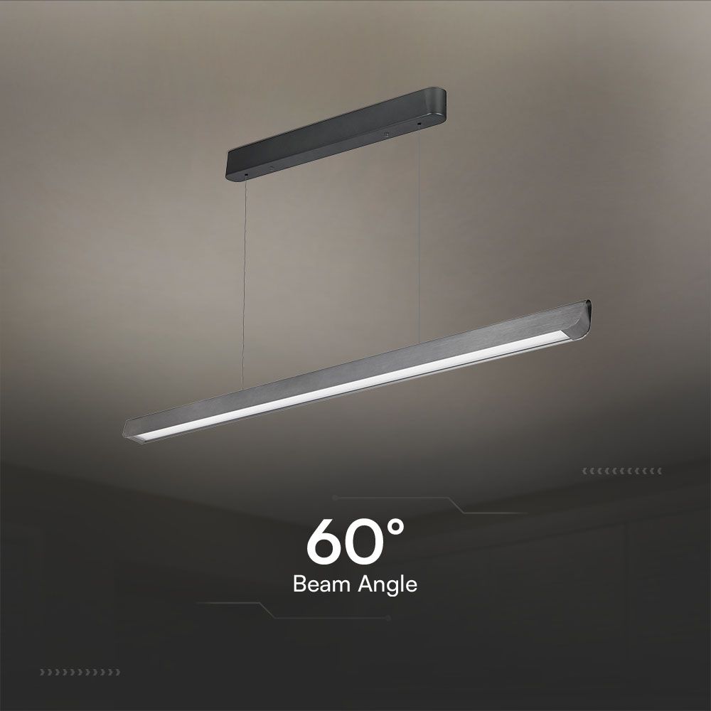 36W LED Linear Hanging Suspension Light Diffuser Plate Type-CCT:3IN1 - Matte Grey img 3