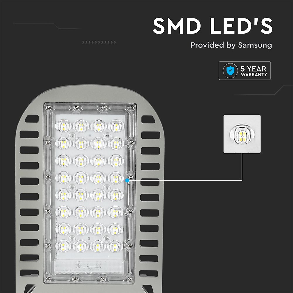 LED Street Light SAMSUNG CHIP 5 Years Warranty - 50W SLIM 4000K 135LM/W img 1
