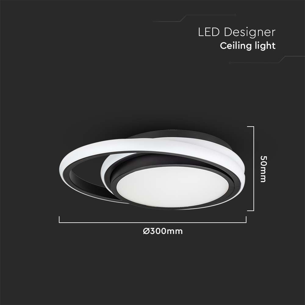 LED Plafoniera di design Nera doppia rotonda