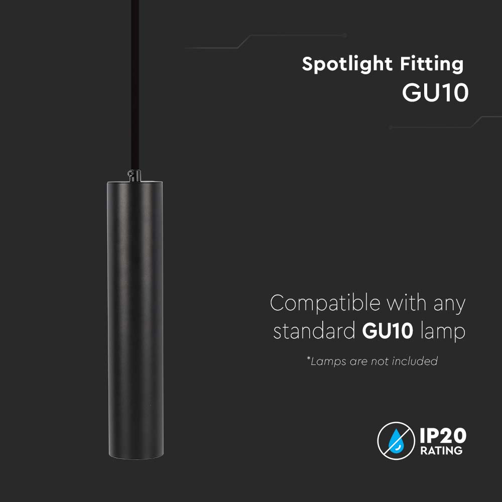 1*GU10 Hanging Pendant Black D 60*300MM