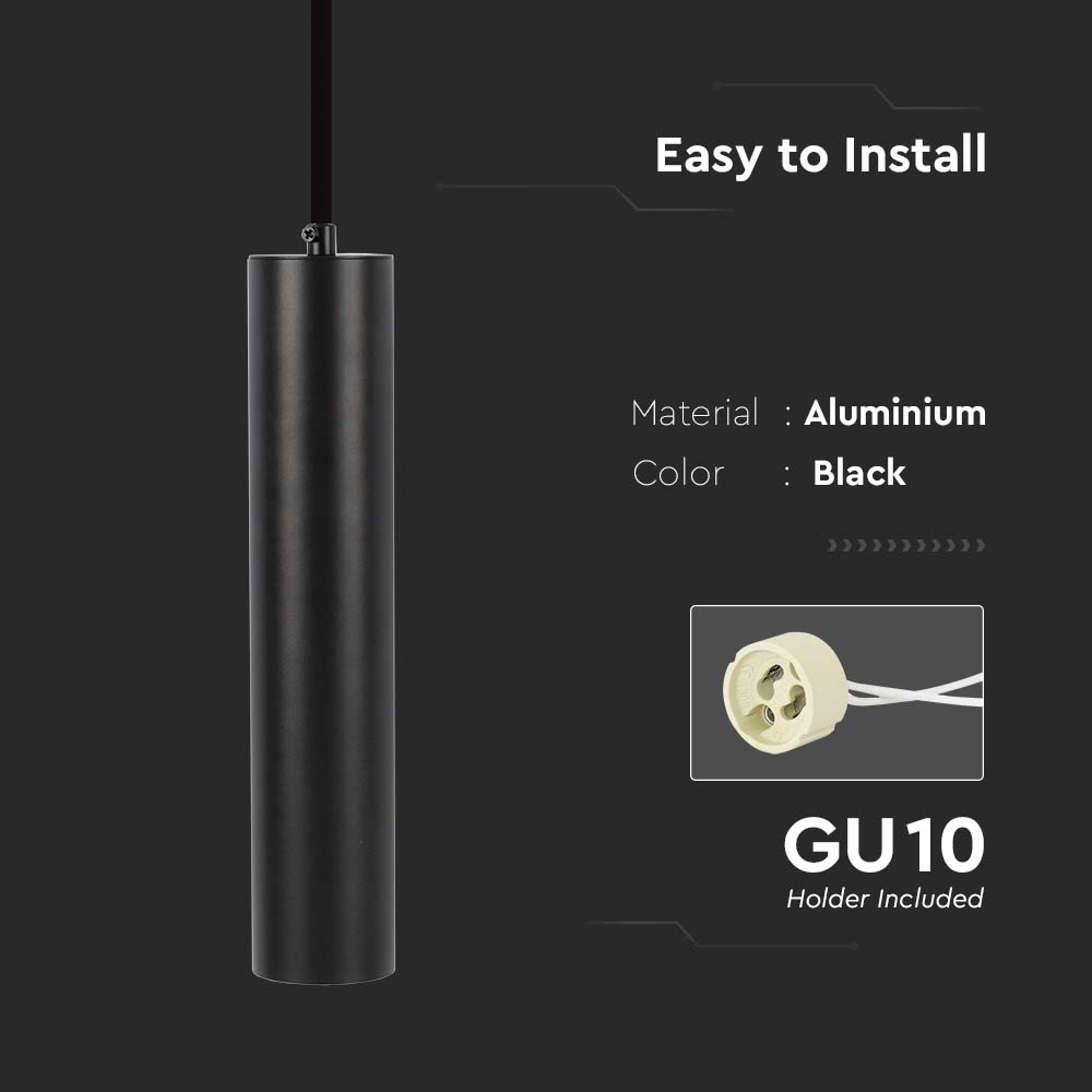 1*GU10 Hanging Pendant Black D 60*300MM img 1