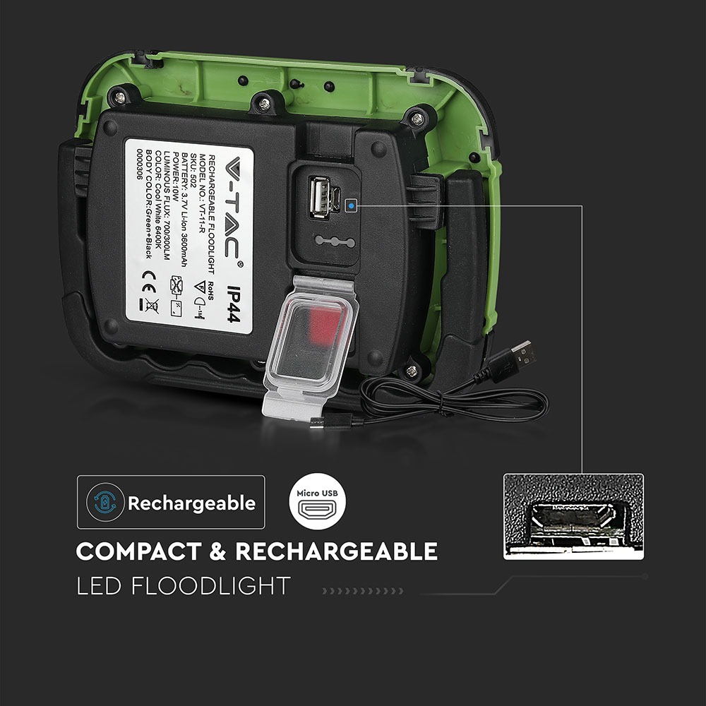 10W LED Proiettore Ricaricabile SAMSUNG Chip USB + SOS Funzione IP44 6400K img 1