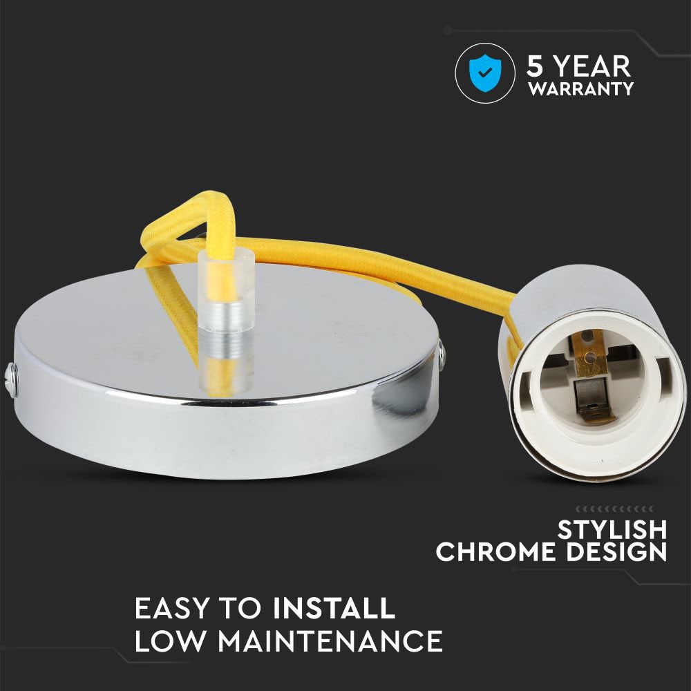 Lampadario con Portalampada Cromo Dome Giallo Chiaro Cavo