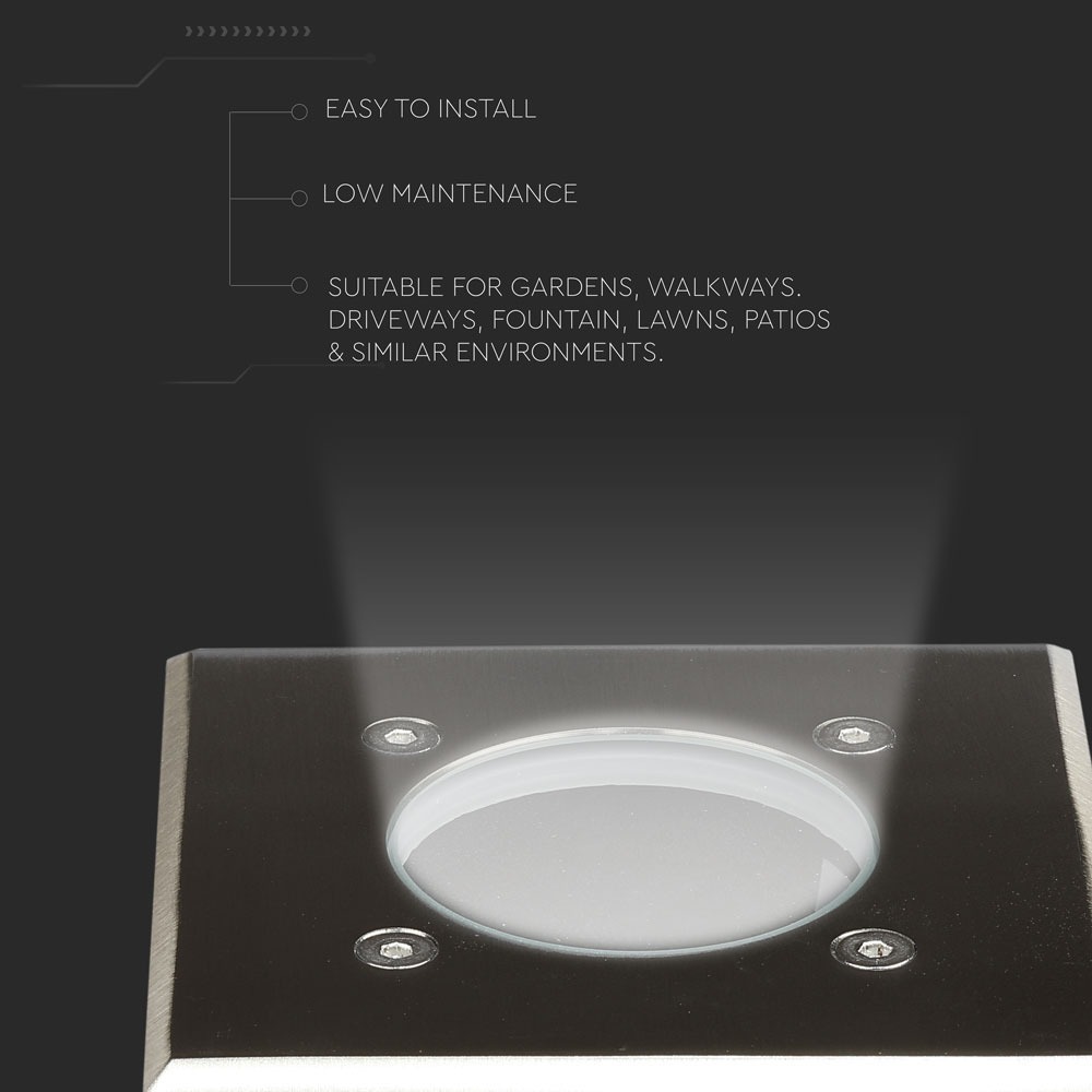 Portafaretto da interramento con corpo in acciao GU10 Nero Quadrato img 3